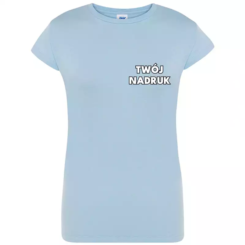 błękitna koszulka damska z logo na piersi koszulka firmowa dowolny nadruk (kopia)