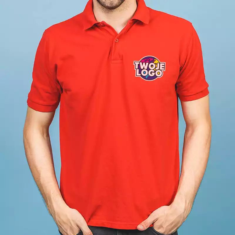 polówka z logo firmy dowolny nadruk na piersi męska polówka z logo firmy dowolny nadruk na piersi męska