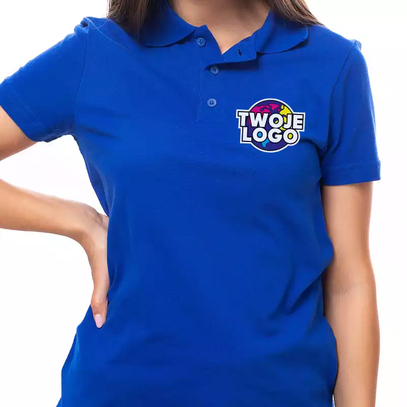 damska koszulka polo z nadrukiem logo nazwą firmy damska koszulka polo z nadrukiem logo nazwą firmy