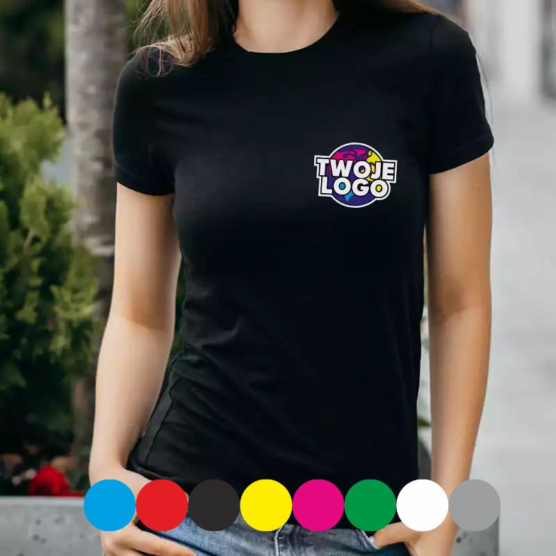 koszulka z własnym nadrukiem logo na piersi koszulka reklamowa dla firm