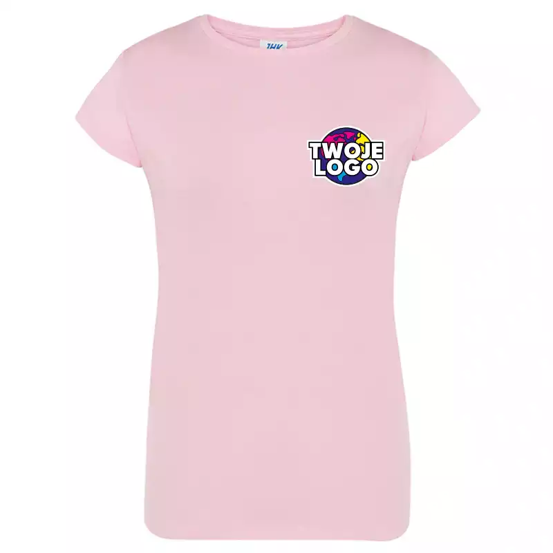 różowa koszulka z dowolnym nadrukiem logo firmowym damska (kopia)