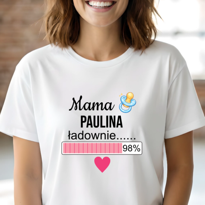 koszulka na baby shower mama loading dowolny tekst personalizowana