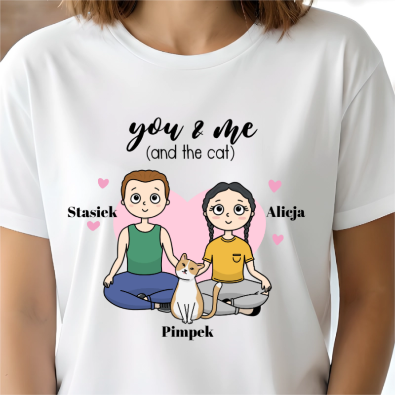 koszulka dla pary z kotem / kotami personalizowana na prezent dzień kobiet mężczyzny