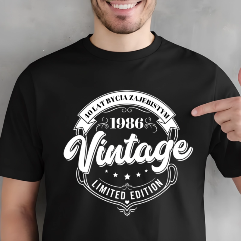 dowolna liczba tekst koszulka urodzinowa vintage limited edition 30 40 50 urodziny
