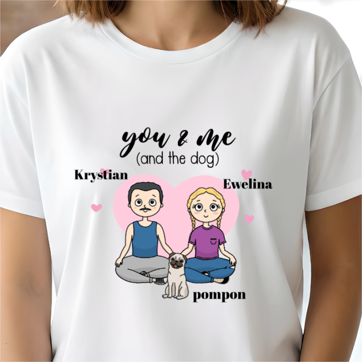 unisex koszulka dla pary z psem / psami personalizowana na prezent dzień kobiet mężczyzny